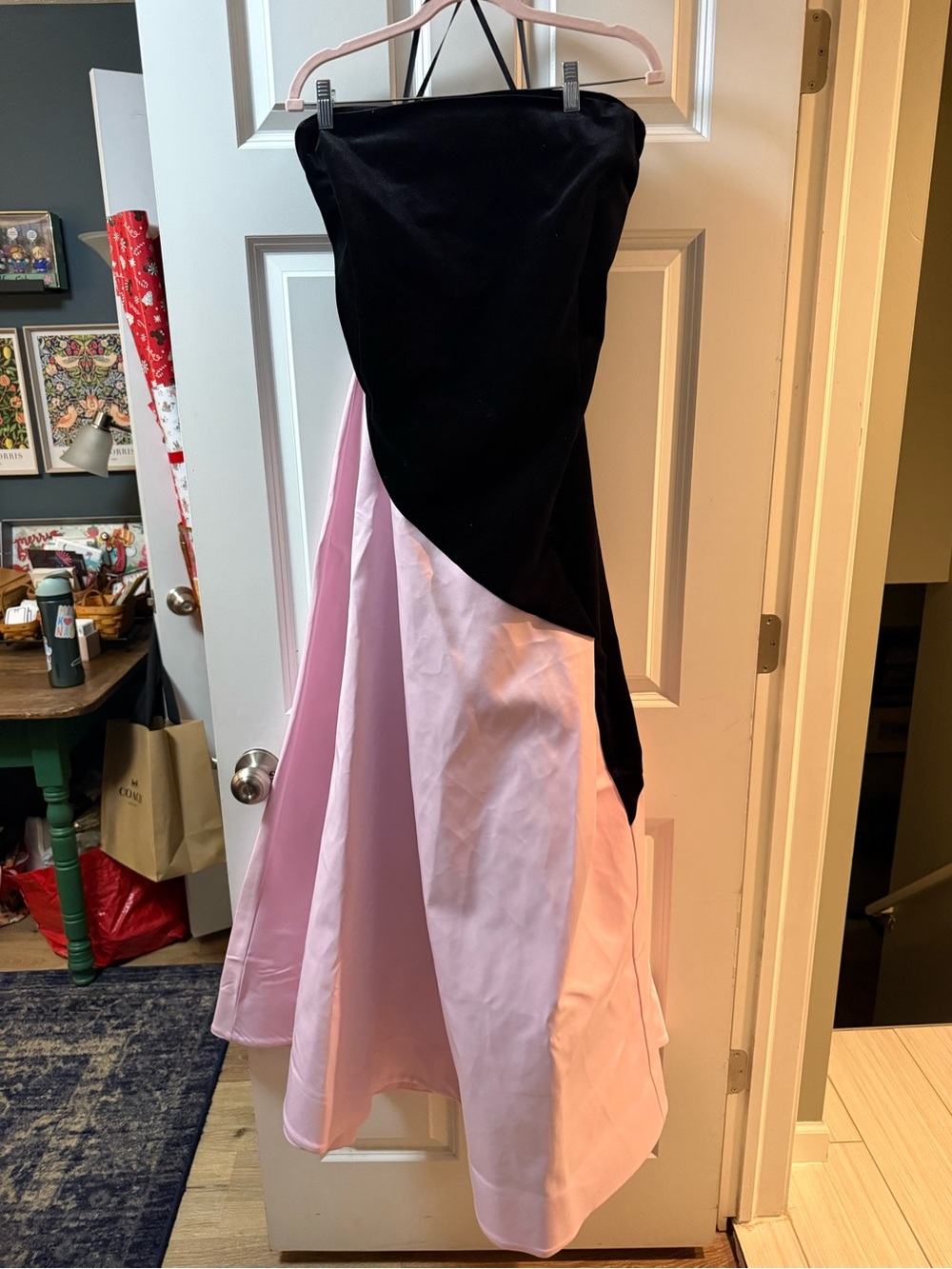Eloquii Black and Light Pink High-Low Strapless Dress